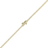 14K Yellow Gold Round Diamond Tennis Necklace