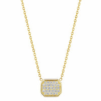 Penny Preville 18K Yellow Gold Emerald Shaped Pave Diamond Pendant Necklace