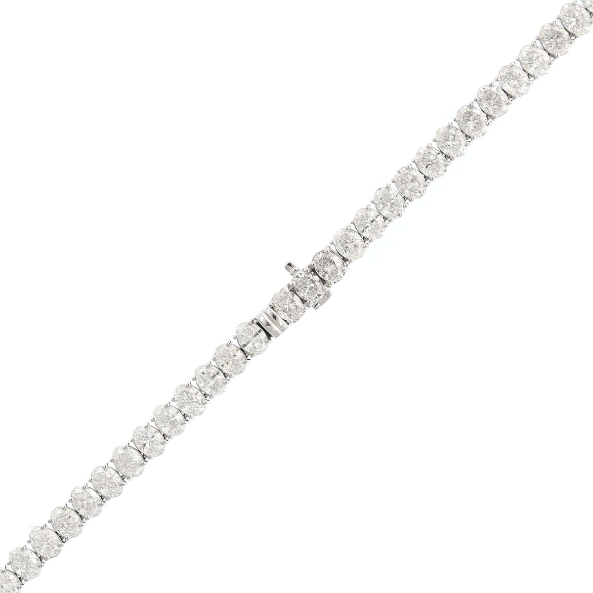 18K White Gold 4 Prong Oval Diamond Tennis Necklace