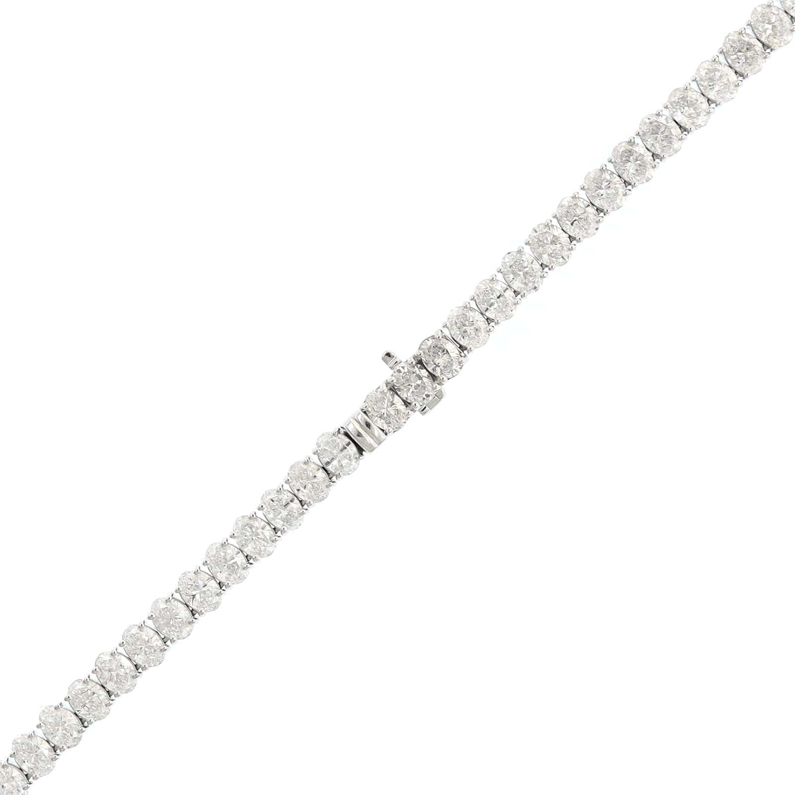 18K White Gold 4 Prong Oval Diamond Tennis Necklace