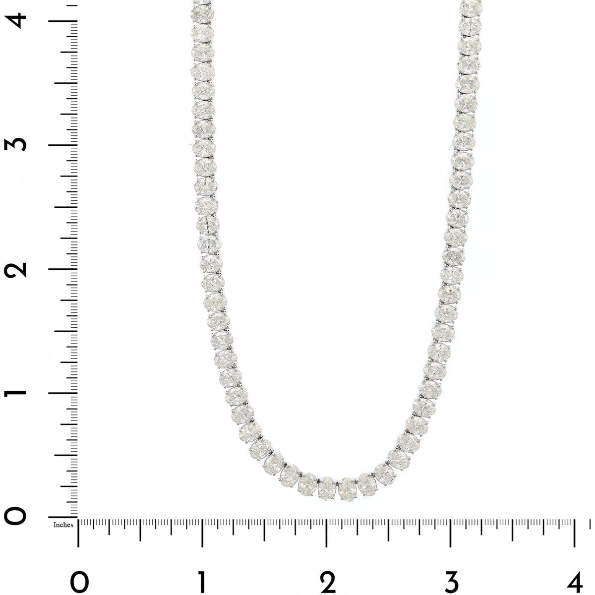 18K White Gold 4 Prong Oval Diamond Tennis Necklace
