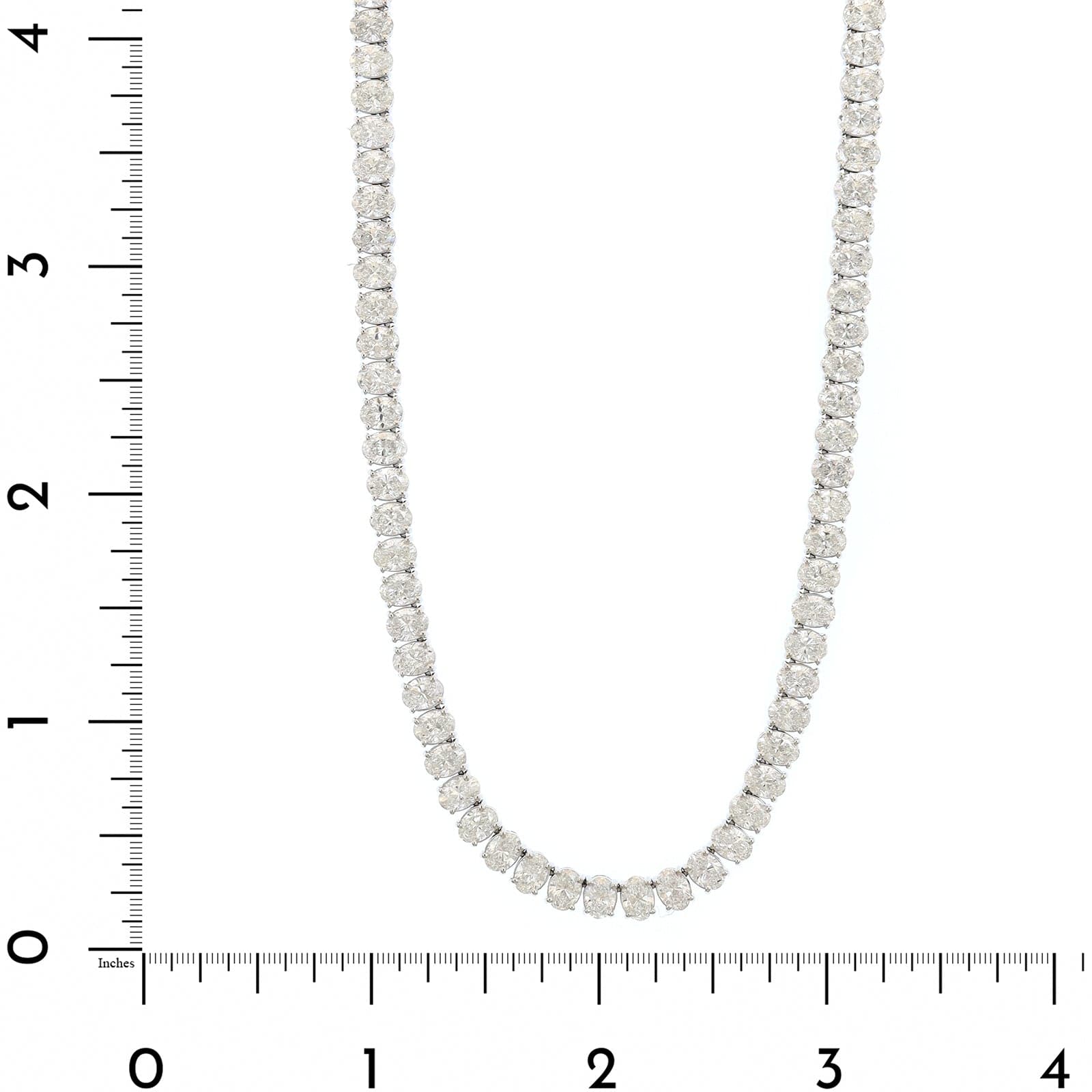 18K White Gold 4 Prong Oval Diamond Tennis Necklace