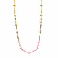 Etho Maria 18K Yellow Gold Brown Diamond and Pink Ceramic Necklace