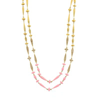 Etho Maria 18K Yellow Gold Brown Diamond and Pink Ceramic Necklace