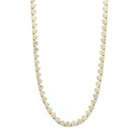 14K Yellow Gold Three Prong Round Diamond Riviera Necklace