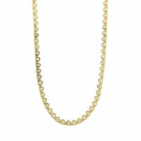 14K Yellow Gold Three Prong Round Diamond Riviera Necklace