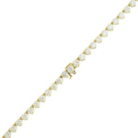 14K Yellow Gold Three Prong Round Diamond Riviera Necklace