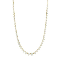 14K Yellow Gold Three Prong Graduated Diamond Tennis Necklace