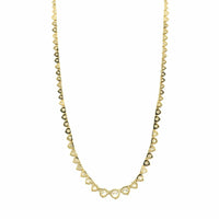 14K Yellow Gold Three Prong Graduated Diamond Tennis Necklace