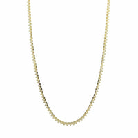 14K Yellow Gold Three Prong Diamond Tennis Necklace