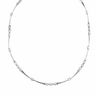 Etho Maria 18K White Gold Oval Diamond Bar Link Necklace