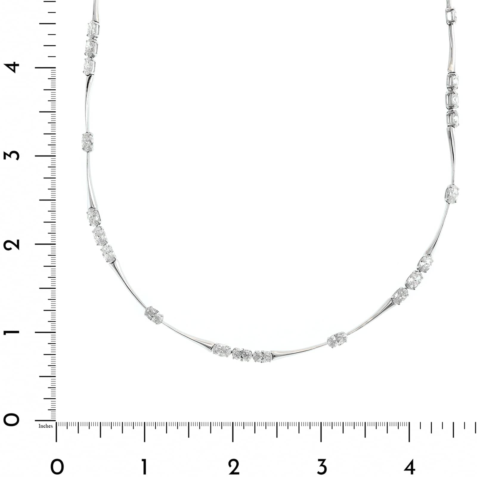 Etho Maria 18K White Gold Oval Diamond Bar Link Necklace