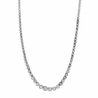 18K White Gold Four Prong Graduated Diamond Tennis Necklace