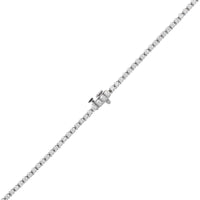 18K White Gold Four Prong Graduated Diamond Tennis Necklace
