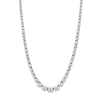 18K White Gold Four Prong Graduated Diamond Tennis Necklace