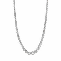 18K White Gold Four Prong Graduated Diamond Tennis Necklace