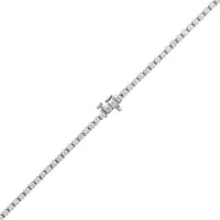 18K White Gold Four Prong Graduated Diamond Tennis Necklace