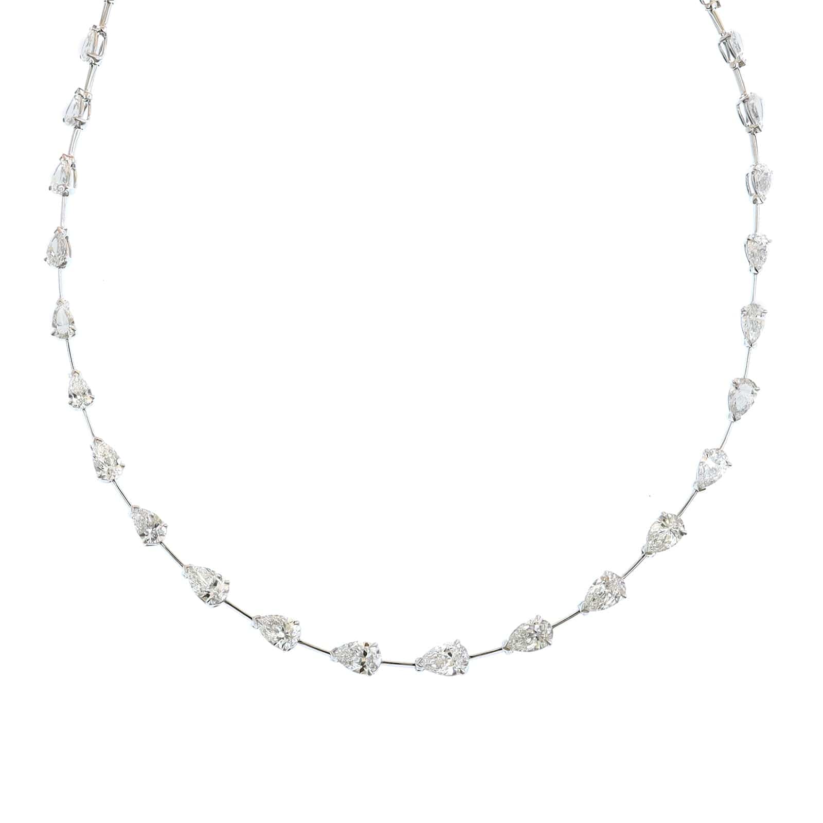 Etho Maria 18K White Gold and Platinum Pear Shaped Diamond Necklace