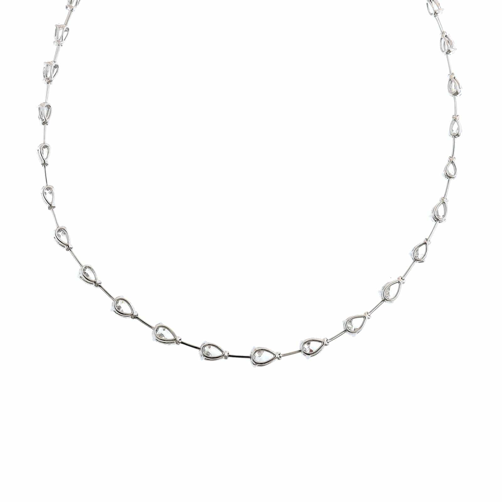 Etho Maria 18K White Gold and Platinum Pear Shaped Diamond Necklace