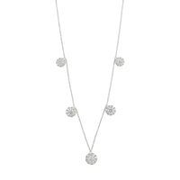 14K White Gold Diamond Cluster Station Necklace