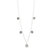 14K White Gold Diamond Cluster Station Necklace