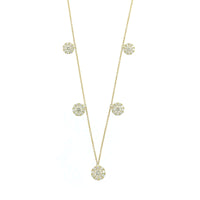 14K Yellow Gold Diamond Cluster Station Necklace