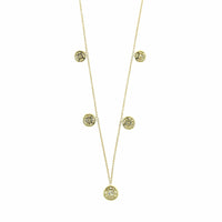 14K Yellow Gold Diamond Cluster Station Necklace