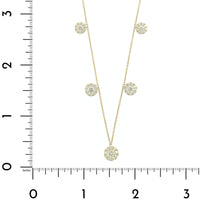 14K Yellow Gold Diamond Cluster Station Necklace