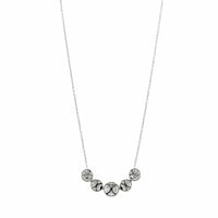 14K White Gold 5 Diamond Cluster Station Necklace