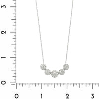 14K White Gold 5 Diamond Cluster Station Necklace