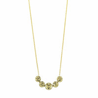14K Yellow Gold 5 Diamond Cluster Station Necklace