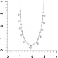 14K White Gold Bezel Set Round Diamond Station Dangle Necklace