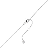 14K White Gold Graduated Bezel Set Round Diamond Station Dangle Necklace