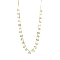 14K Yellow Gold Graduated Bezel Set Round Diamond Station Dangle Necklace