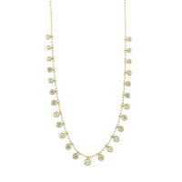 14K Yellow Gold Graduated Bezel Set Round Diamond Station Dangle Necklace