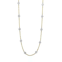 18K Two-Tone Gold Round Diamond By The Yard Necklace