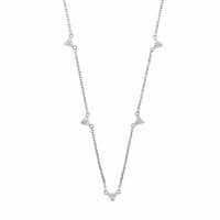 14K White Gold Trio Diamond Station Necklace