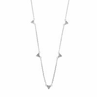 14K White Gold Trio Diamond Station Necklace