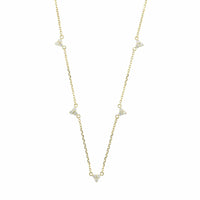 14K Yellow Gold Trio Diamond Station Necklace