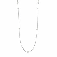 18K White Gold Oval and Round Diamond By The Yard Necklace