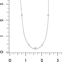 18K White Gold Oval and Round Diamond By The Yard Necklace