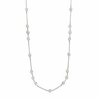 18K White Gold Round Diamond By The Yard Necklace