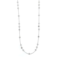 18K White Gold Round Diamond By The Yard Necklace