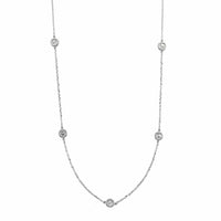 14K White Gold 5 Stone .75CTW Diamond By The Yard Necklace