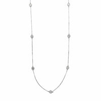 14K White Gold 7 Stone 1CTW Diamond By The Yard Necklace