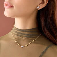 Marco Bicego 18K Yellow and White Gold Siviglia Small Diamond Bean Necklace