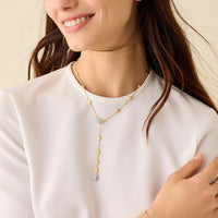 Marco Bicego 18K Yellow and White Gold Siviglia Small Diamond Bean Lariat Necklace