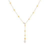 Marco Bicego 18K Yellow and White Gold Siviglia Small Diamond Bean Lariat Necklace