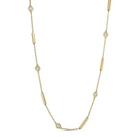 Roberto Coin 18K Yellow Gold Diamonds By The Inch Bar and Bezel Station Necklace