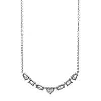 18K White Gold Curve Bar Multi Shaped Diamond Curved Bar Necklace